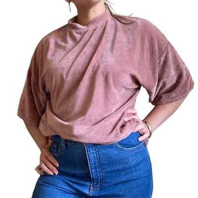 #ad Missguided Oversized Plush Velour Mock Neck Comfy Loungewear Top $8.99