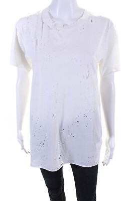 #ad Cool TM Womens Cotton Destroyed Tee Shirt White Size XXS $83.01