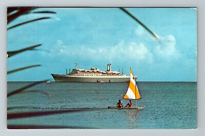 #ad Ships S.S. Rotterdam Cruising The Colorful Caribbean Vintage Souvenir Postcard $7.99
