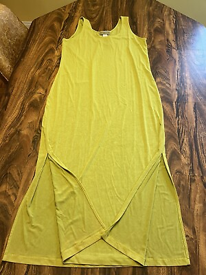 #ad Vtg Dinah Lee Travelers Dress Lime Green Acetate Sleeveless Maxi Sheath Tank XL $29.95