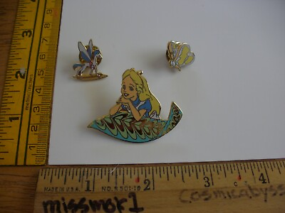 #ad Alice with butterfly horsefly 3 pin set Alice in Wonderland Disney Pin LE 10000 $95.95