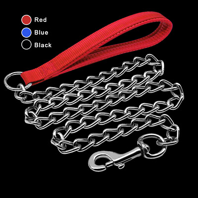 Dog Strong Heavy Duty Chain Leash with Comfy Leather Handle Leads amp; Trigger Hook $16.99