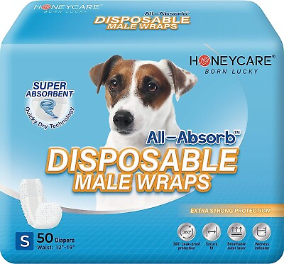 #ad All Absorb A26 Super Absorbent Disposal Male Wraps small s. 50 Count $19.50