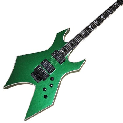 #ad Electric Guitar White Binding FR Bridge spider cross inlay Metallic Green guitar $349.00
