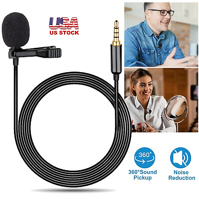 #ad 3.5mm Jack Clip on Lapel Microphone Condenser Mic for PC iPhone Android $7.79