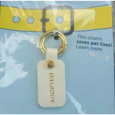 #ad #ad Pet Collar Charms quot;Adoptedquot; Gold Print on White Tag With Gold Clasp Tag Silencer $3.95