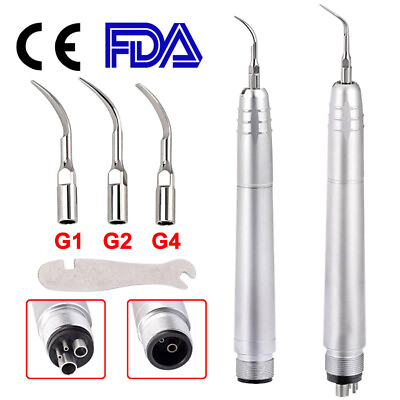 #ad USA Dental Ultrasonic Air Perio Scaler Handpiece Hygienist 2 4 Holes With 3 Tips $21.99