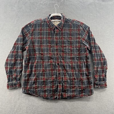 #ad ll bean mens size XL red button up long sleeve traditional fit flannel shirt $24.88
