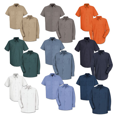 #ad Red Kap Work Shirt 100% Cotton 2 Pocket Men#x27;s Durable Industrial Uniform $18.98
