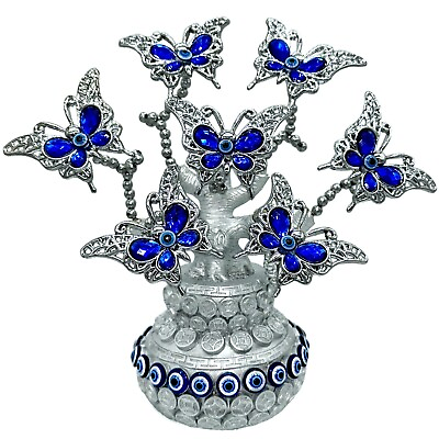 #ad Blue Evil Eye Turkish Nazar Money Fortune Tree w butterfly Protection Gift Decor $28.99