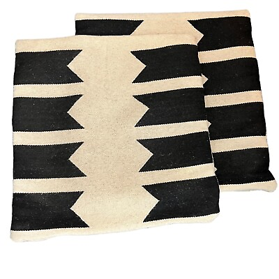 #ad The Citizenry 100% Peruvian Wool Beige Black Throw Pillow Cover Sham Set of 2 $103.49