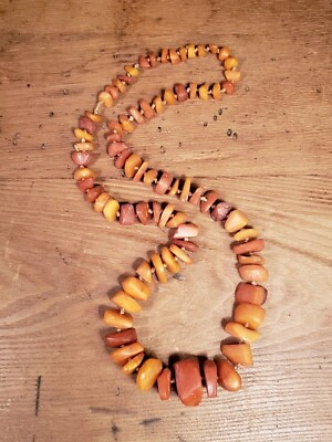 #ad PRICE REDUCED Vintage Chunk Butterscotch Baltic Amber Long Necklace $289.00