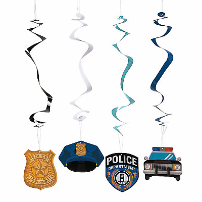 #ad Police Party Hanging Swirl Decorations 12 Pc. Party Decor 12 Pieces $16.98