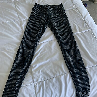 #ad EUC Lululemon Legging Size 6 Striped Gray And Black 31 in $19.00