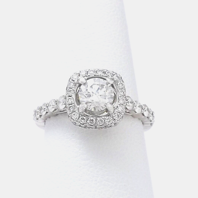 #ad 14k White Gold GIA Certified Round Diamond Halo Engagement Ring sz6 New $1619.10