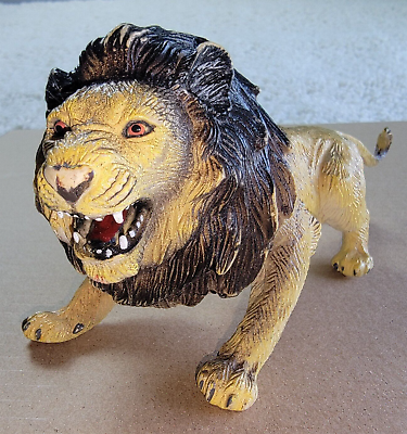 #ad Lion Figure Realistic Rubber Toy Animal 9quot; Long Almost 8 ounces $11.15