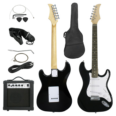 #ad 39quot; Black Electric Guitar with Amp Case and Accessories Pack Beginner Full Size $88.99