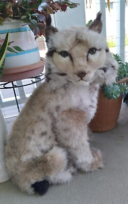 #ad Vintage Realistic Life Like Lynx Bob Cat Stuffed Animal Plush Handcrafted Italy $297.50