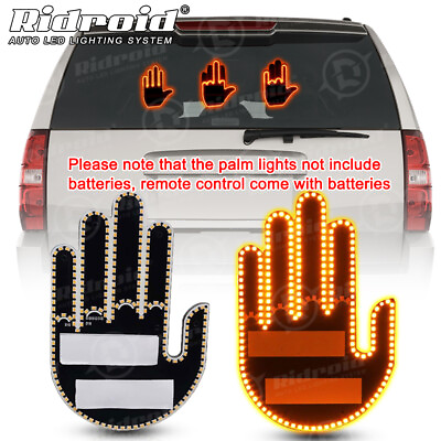 #ad Amber LED Middle Finger Light Hand Finger Gesture Light w Remote Car Signs Light $17.99