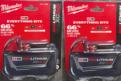 #ad #ad Milwaukee 18V 48 11 1850 5.0 AH Batteries M18 XC18 48 11 1850 Battery 2 Packs $95.00