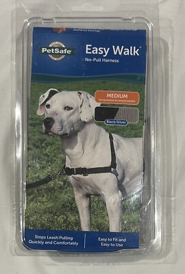 #ad PetSafe Easy Walk Dog Harness Size Medium Color Black And Silver $14.99