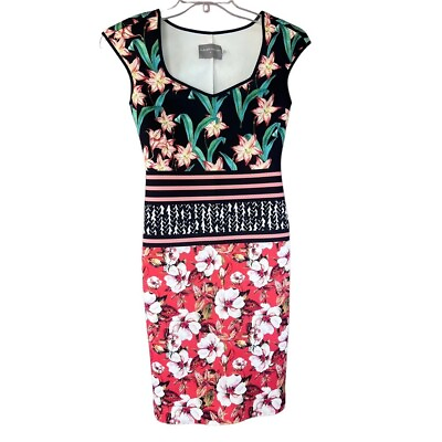 #ad CLOVER CANYON neoprene bodycon midi dress Floral Print Size Small $35.00