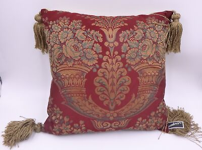 #ad NEWPORT Luxury Throw Pillows small Tasseled Red gray Gold Vintage $40.00