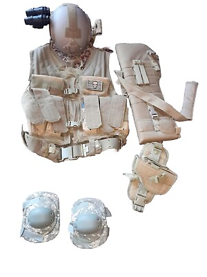 #ad Men#x27;s Army Vest Size Med Lrg Helmet Knee Pads See Description $150.00