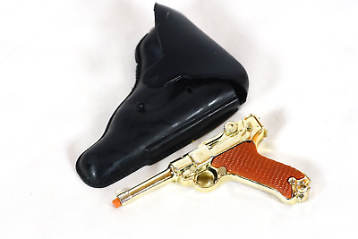 #ad MARX TOYS Vintage Golden Luger 1253KU Mini Diecast German Luger With Holster $39.00