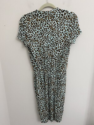 #ad Karen Kane Womens Leopard Print Faux Wrap Midi Dress Size XS Stretch $15.33
