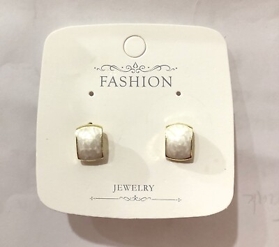 #ad Fashion Jewelry White Pearl Inlay Earrings Stud NWOT A 179 $4.49