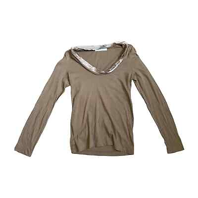 #ad SACAI LUCK V NECK ARCHIVE WAFFLE COLLAR BEIGE LONG SLEEVE WOMENS L SIZE GOOD CON $45.99