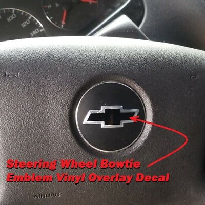 #ad Matte Black Precut Steering Wheel Emblem Bowtie Decal For 2007 13 Impala Malibu $5.99