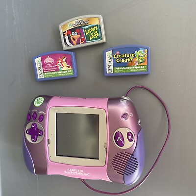 #ad Tested Leapfrog Leapster L MAX Learning Game System With 3 Games Pink LMAX $28.00