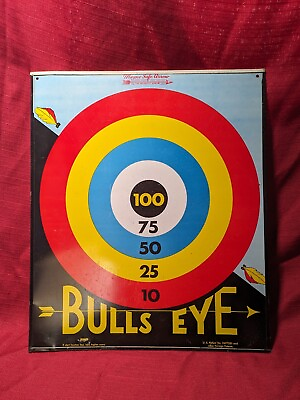 #ad Bullseye Magne Safe Arrow Target Metal Sign Play Ball on Reverse Vintage Toy $75.00