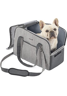 Lesure Small Dog Carrier Airline Approved Soft Sided Pet L 19x13x10 Grey $33.00