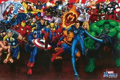 #ad MARVEL HEROES POSTER Group Cast RARE HOT NEW 24x36 $22.17