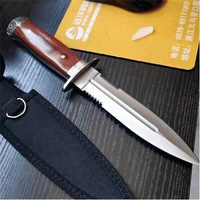 #ad Mahogany Double Steel Head Handle Pocket Tactical Self Defense Survival Knife $15.29