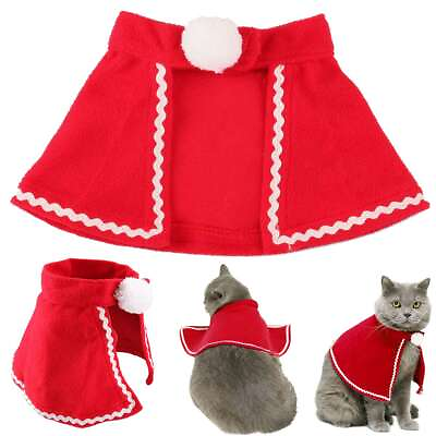 #ad Pet Christmas Costume Outfit Set Santa Cloak for Small Cats Dogs US S M L $6.87