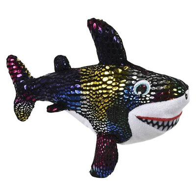 #ad Adventure Planet Multicolored Sequin Plush SHARK Black 8 inch Stuffed Animal $7.89