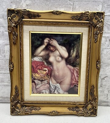 #ad Renoir “Bather” Nude Female Litho Art Print The Guild New York Gold Frame COA $199.00