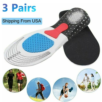 #ad 3 Pairs Gel Orthotic Support Cushion Sport Running Insoles Insert Shoe Pad Arch $9.99
