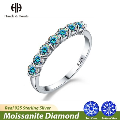 #ad Blue Rainbow Moissanite Ring 925 SterlingSilver Wedding for Women Luxury Jewelry $21.85