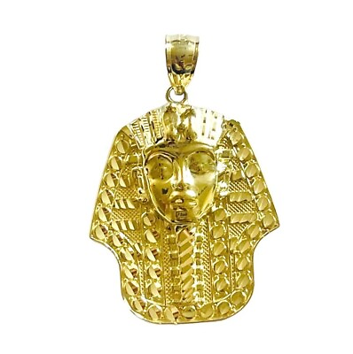 #ad 10K Yellow Gold Pharaoh Egyptian King Charm Pendant $156.88