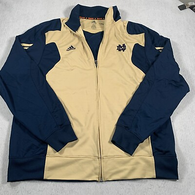 #ad Notre Dame Fighting Irish Jacket Mens XL Gold Blue Full Zip Adidas $29.95