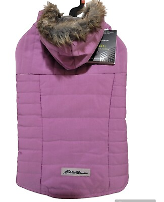 #ad Eddie Bauer Pet Jacket Dog MEDIUM Chinook Hooded Parka Purple NWT $23.99