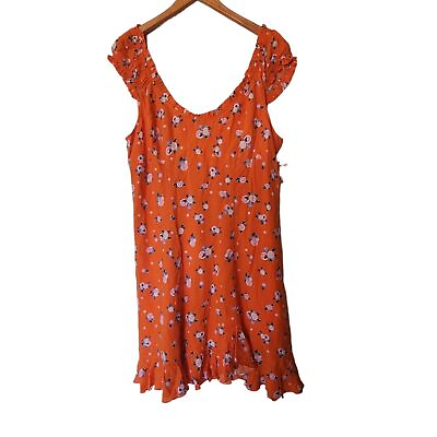 #ad Free People Like A Lady Minidress Orange Fruit Printed Bustier Dress Size L Larg $39.99