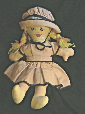 #ad Antique Large 16quot; Cloth Rag Girl Bed Boudoir Doll Handmade Folk Art Character $49.00
