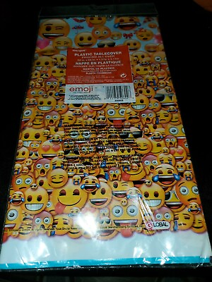 #ad UNIQUE Emoji Party Plastic Table Cover 54quot; × 84quot; NEW IN PACKAGE $6.26