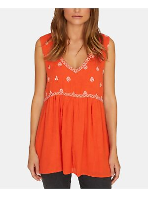 #ad SANCTUARY Womens Orange Embroidered Printed Sleeveless V Neck Tunic Top 2XS $5.94